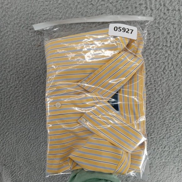 Polo Ralph Lauren‎ Shirt Mens Large Yellow Blue Multitrack Stripes Button Down - Picture 9 of 9